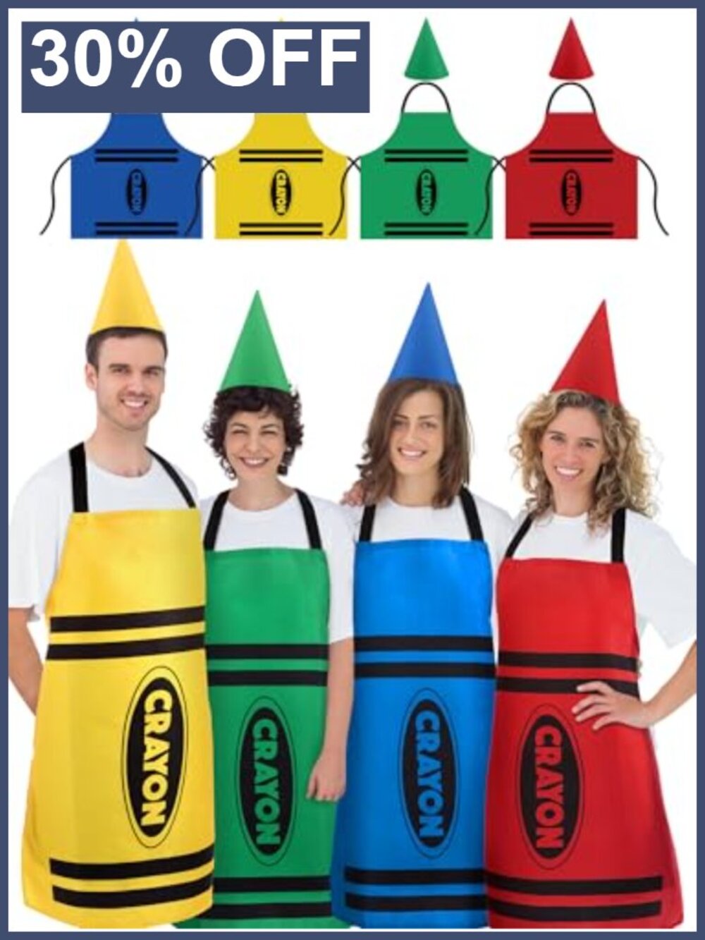 Adult Crayon Halloween Costume Apron & Hat Set - 4 Piece Party